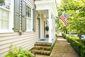front-porch-with-American-flag-in-summer